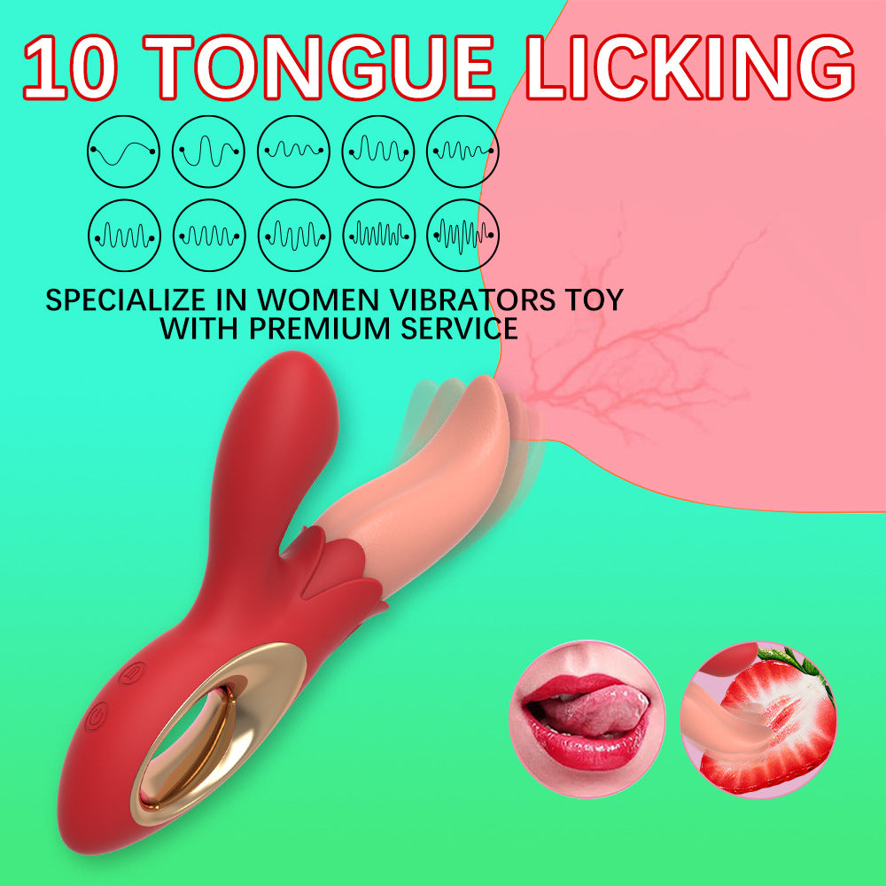 Multiple Frequency Conversion Sucking / Tapping Rose Tongue-licking Vibrator-EROSREALM