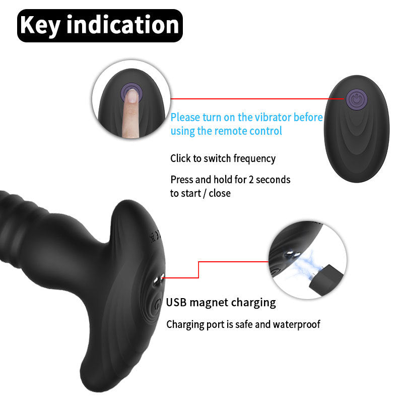 Wireless Remote Telescopic Vibrating Butt Plug Anal Sex Toys Prostate Massager-EROSREALM