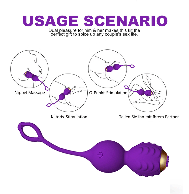 Kegal-Ball mit 12-Frequenz-Vibration und Klitorisbürste 