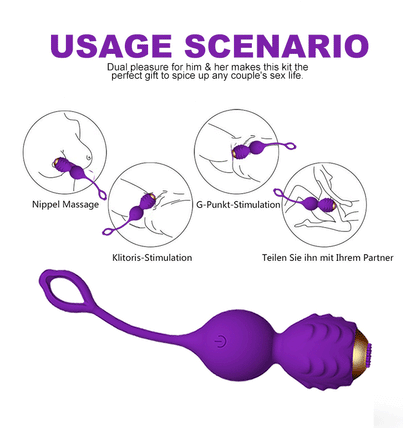 Kegal-Ball mit 12-Frequenz-Vibration und Klitorisbürste 