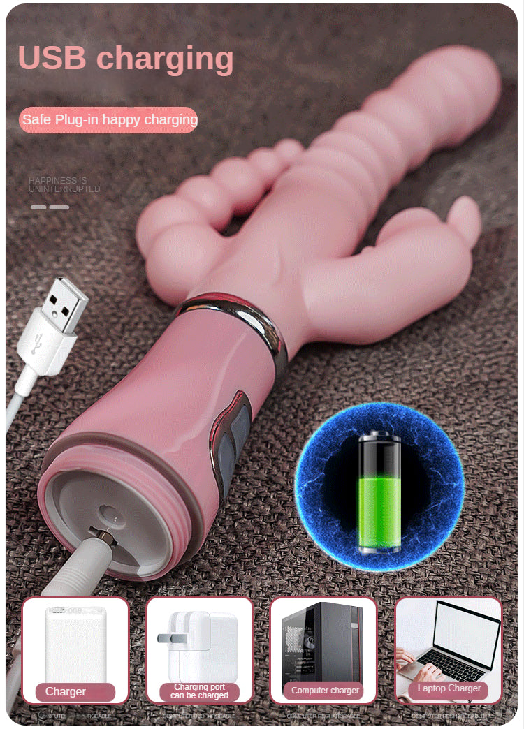 3 In 1 Dildo Waterproof Usb Magnetic Rechargeable Anal Clit Vibrator-EROSREALM