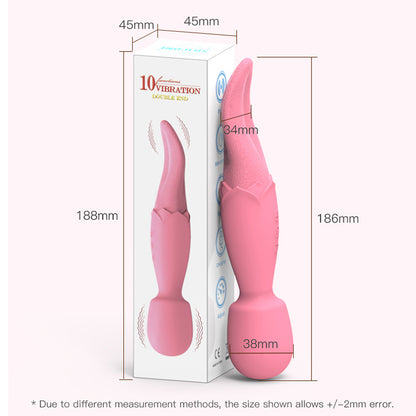 2-in-1 Double Ended Tongue-licking Wand Vibrator-EROSREALM