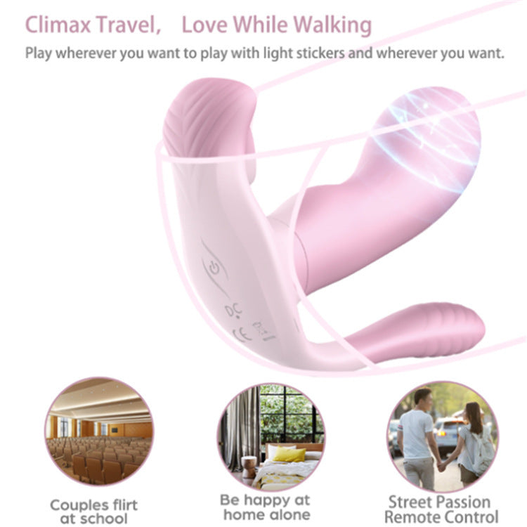 Remote Control Wearable Tongue Licking Double Penetration Vibrator-EROSREALM