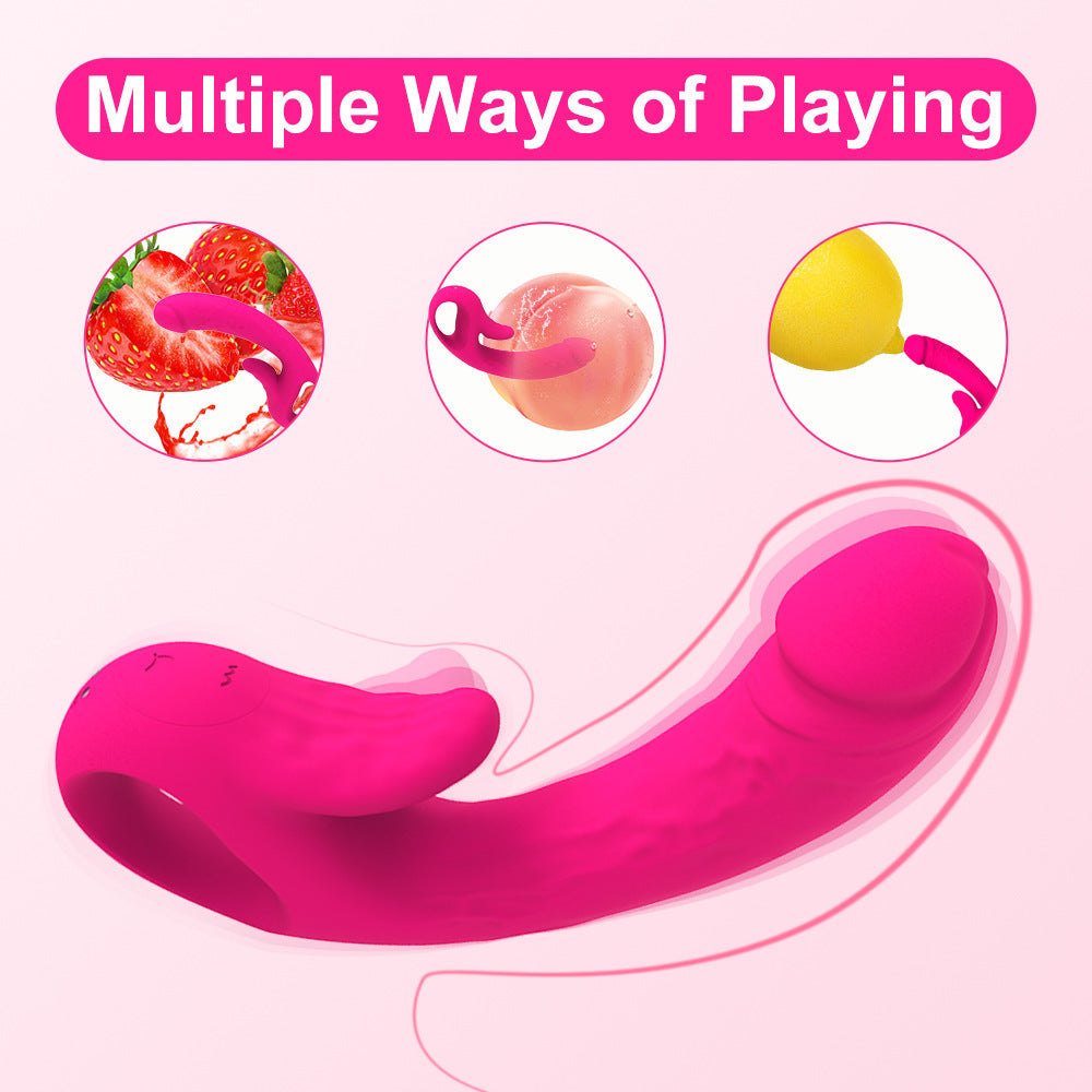 Heating Double-end Tongue-licking & Vibration Dildo Massage Stick-EROSREALM