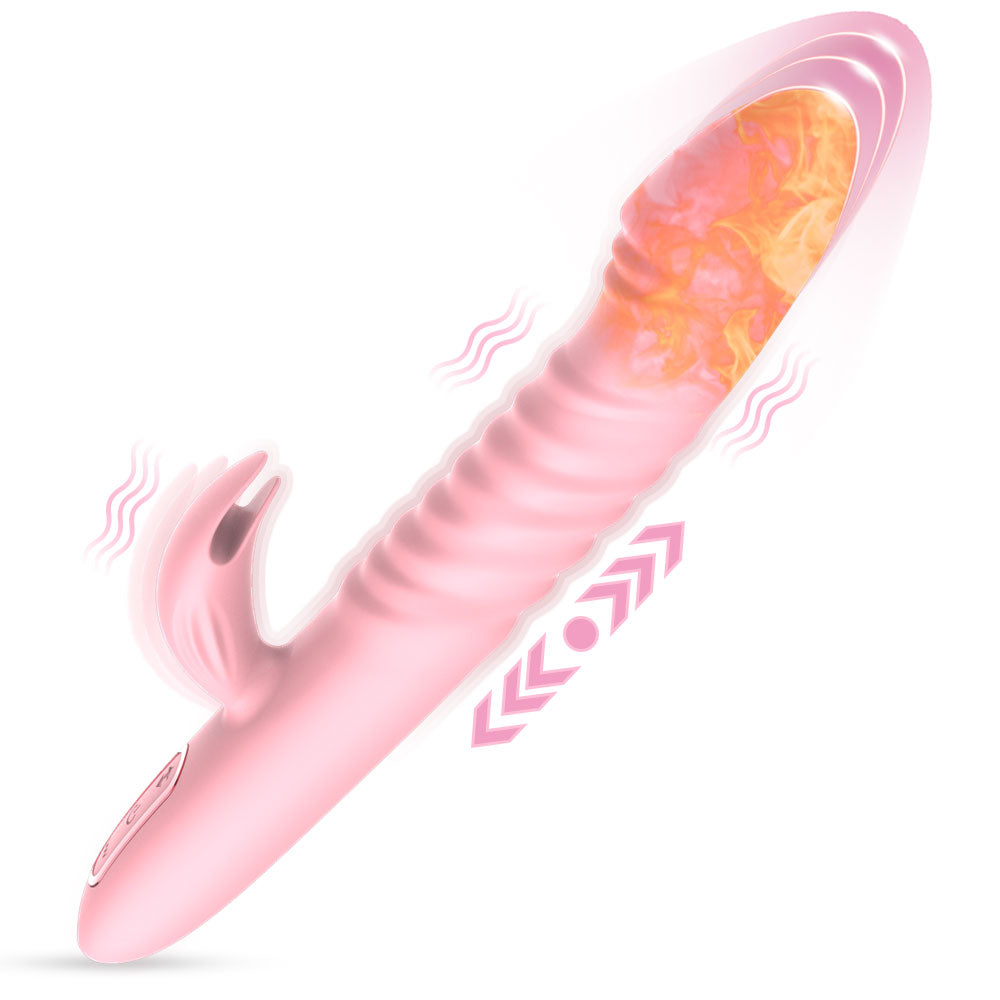 2-in-1 Double-motor Shock Warming Rabbit Vibrator-EROSREALM