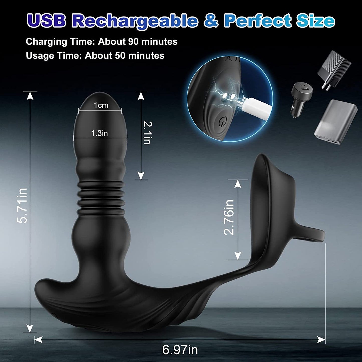 Telescopic Anal Vibrator Prostate Massage Vibrator Buttplug Stimulator Delay Ejaculation Cock Ring Dildos-EROSREALM