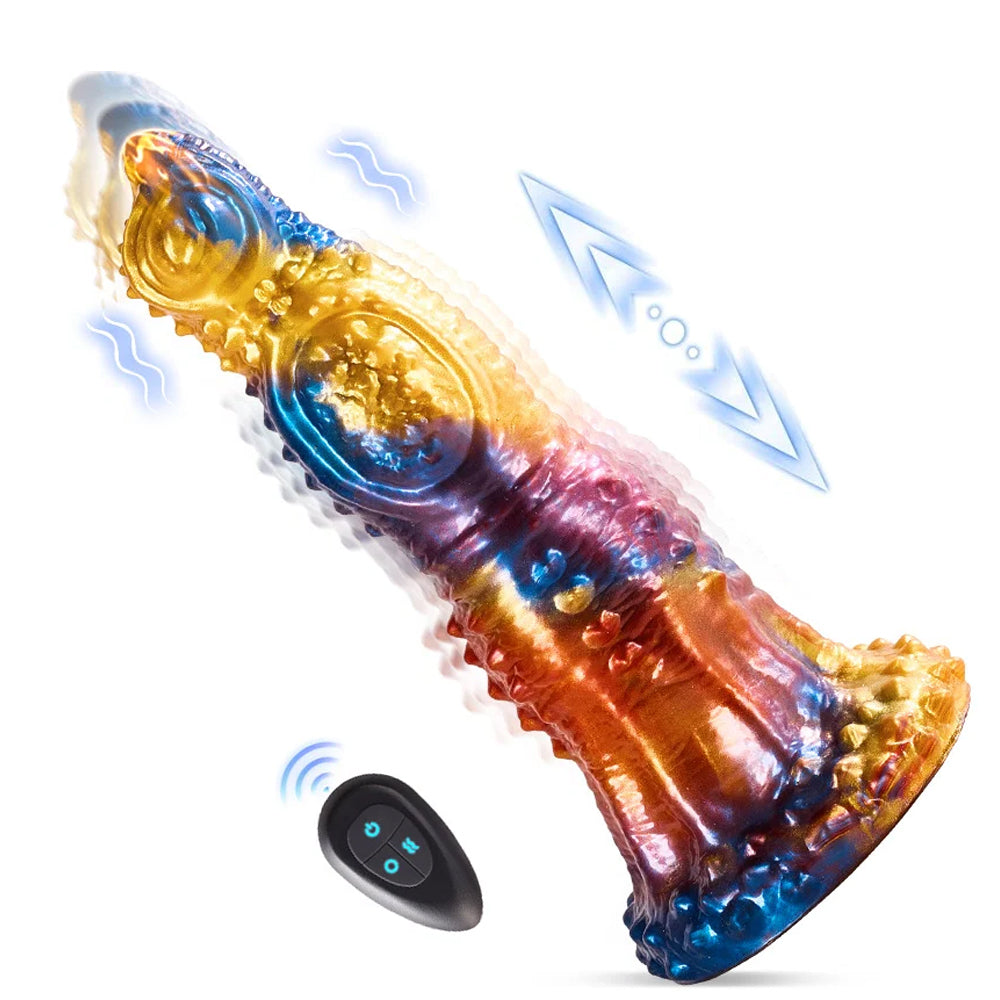 Colorful Golden Phoenix Electric Telescopic Vibrating Dildo With Remote Control-EROSREALM