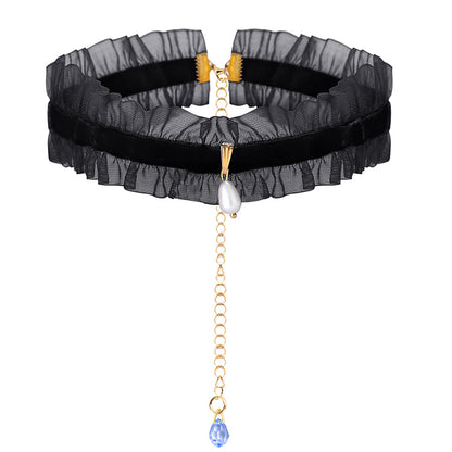 Pleated Collarbone Chain Crystal Neck Chain-EROSREALM