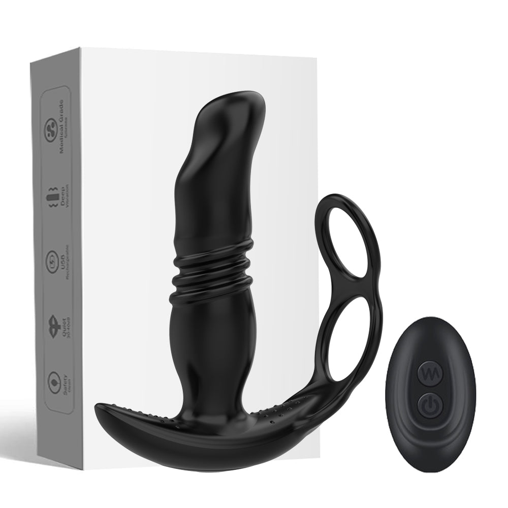 App Controls Telescopic Vibrating Anal Plug With Ring For Men's Prostate Massage-EROSREALM