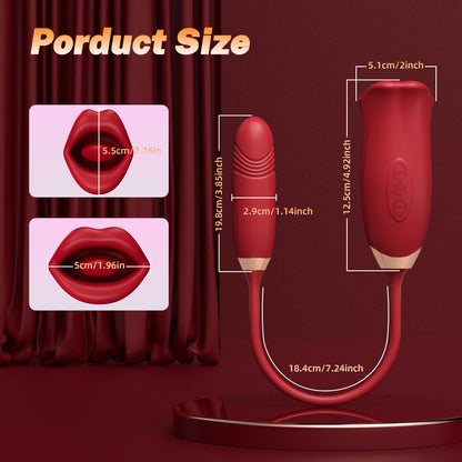 3-in-1 Biting Licking & Telescopic Rose Vibrator-EROSREALM