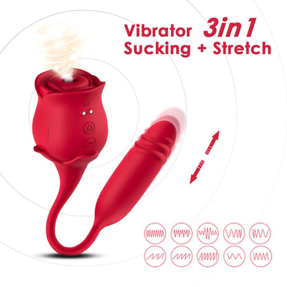 Usk-e08 3-in-1 Rose Clit Suker With Thrusting Vibrator-EROSREALM