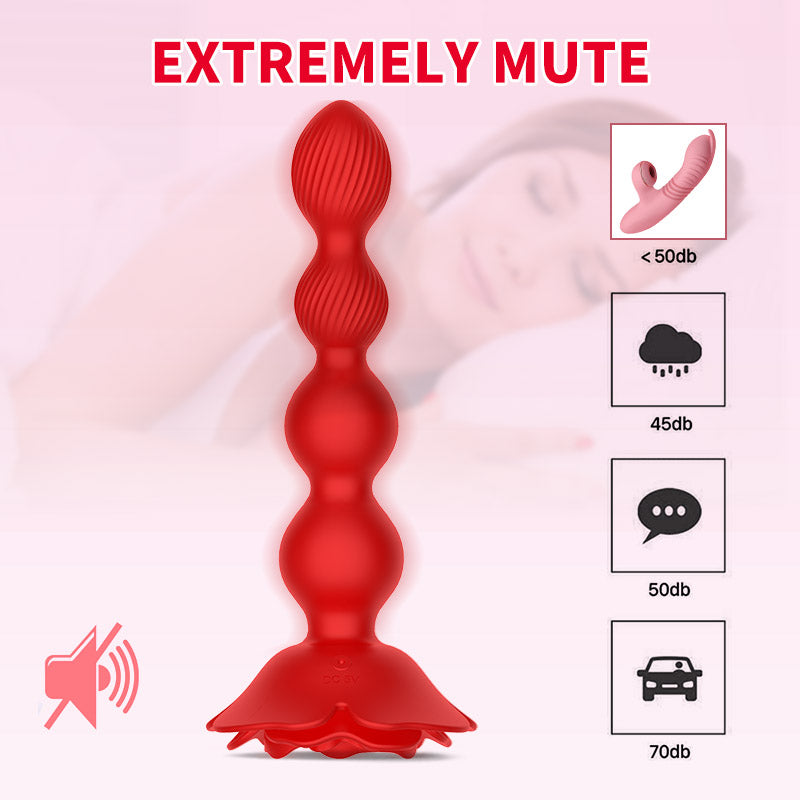 Wireless Remote Control Swinging Rose Anal Beads Vibrator-EROSREALM