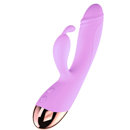 Soft Cute Double Shock Warming Rabbit Vibrator-EROSREALM