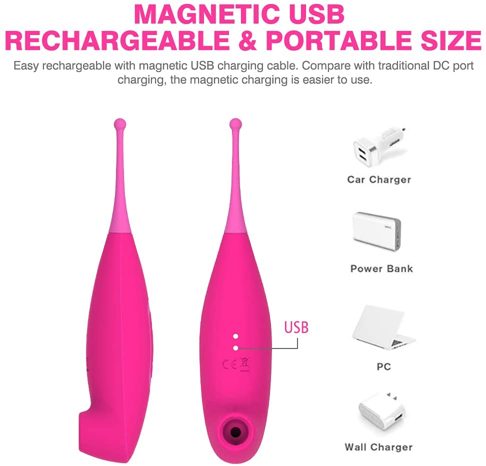 2 in 1 High Frequency Clitoral Sucking Vibrator. Clit Sucker for Clitoris Nipple Stimulation G spot Clitoral Vibrator with Whirling Vibration-EROSREALM