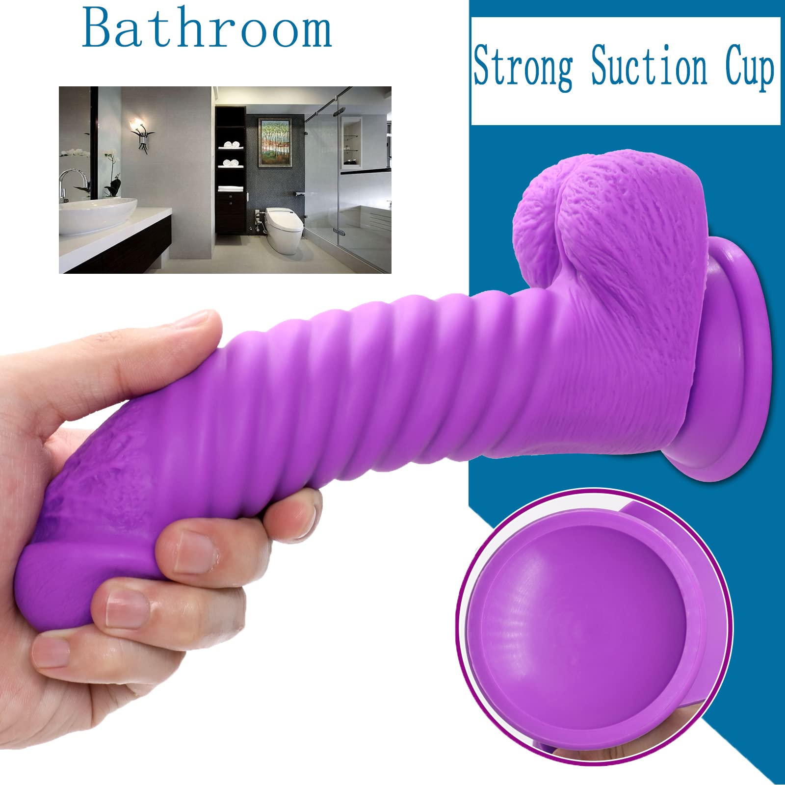 8 Inches Realistic Dildo For Women Ribbed-anal Dildo With Strong Suction Cup-EROSREALM