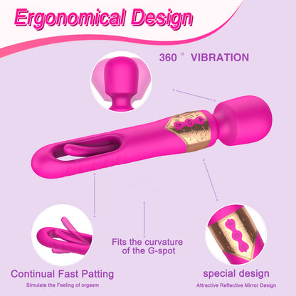 Ellie Flicker 2-in-1 Finger-slapping Wand Vibrator-EROSREALM