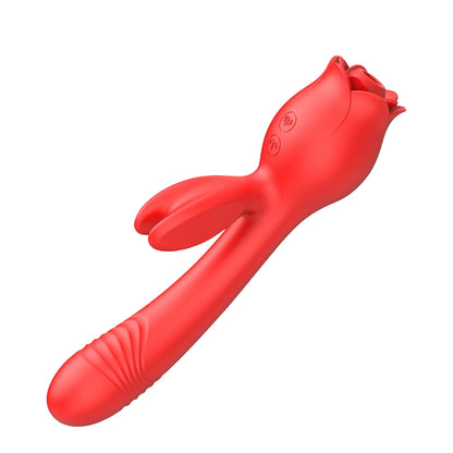 Bunny Rose Sex Toy 3 in 1 Clit Sucker Thrusting Vibrator-EROSREALM