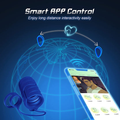 App Remote Control Penis Sleeve With Double Rings-EROSREALM