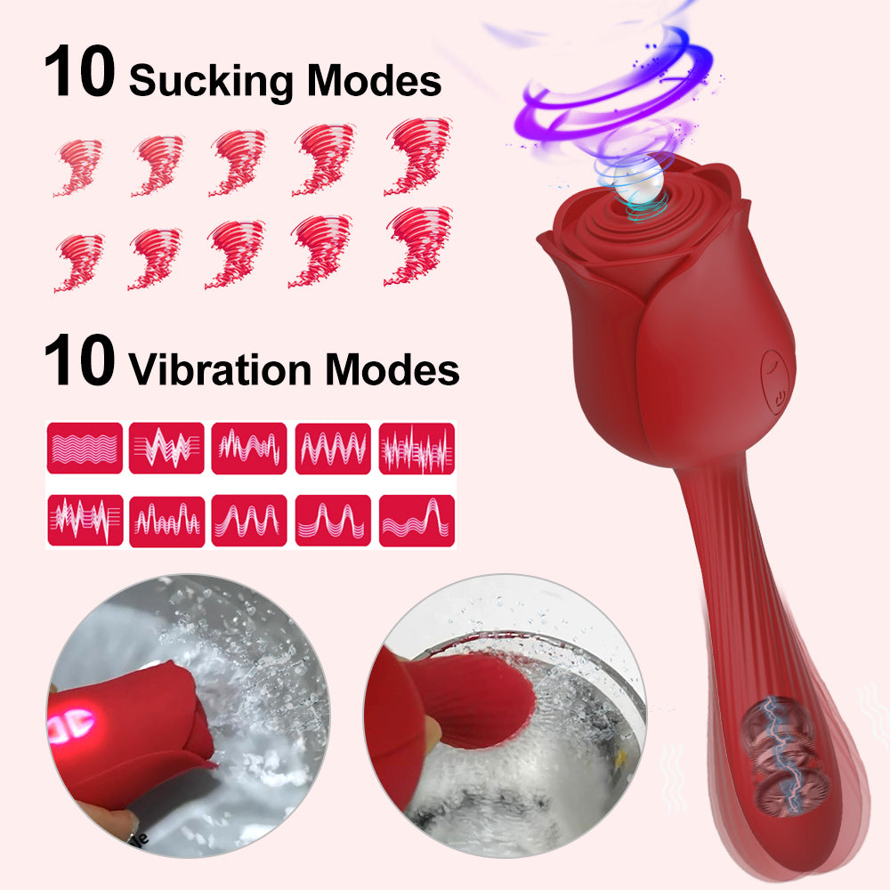 2in1 Rose Toy Sucking Clitoral G-spot Vibrator-EROSREALM