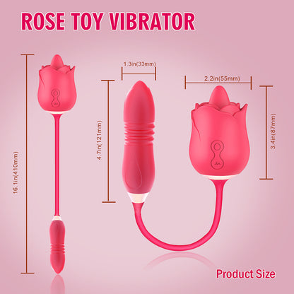 3 in 1 Tongue Licking Thrusting Vibrating Rose Pleaser-EROSREALM