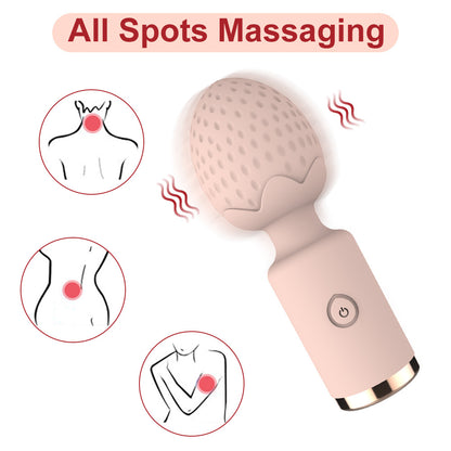 Strawberry 10-frequency Vibrator Mini Massage Wand-EROSREALM