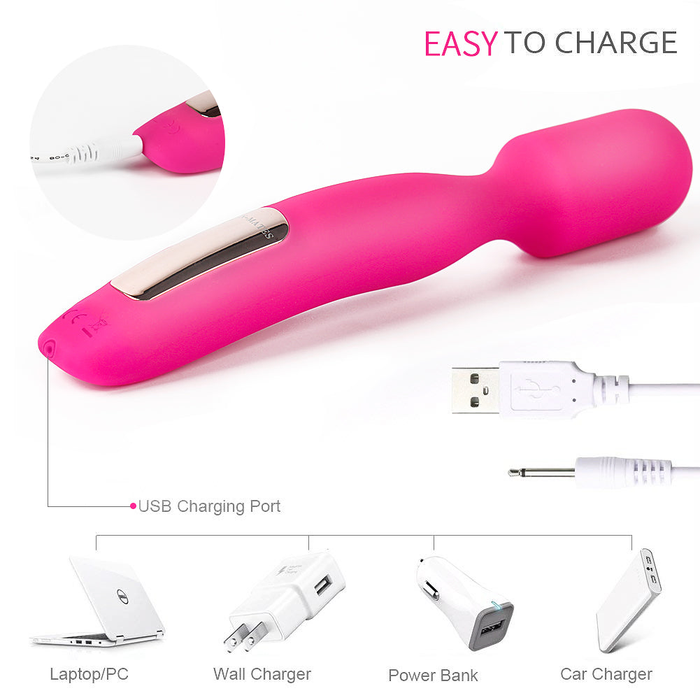 8 Frequency Strong Shock Silicone Wand Vibrator-EROSREALM