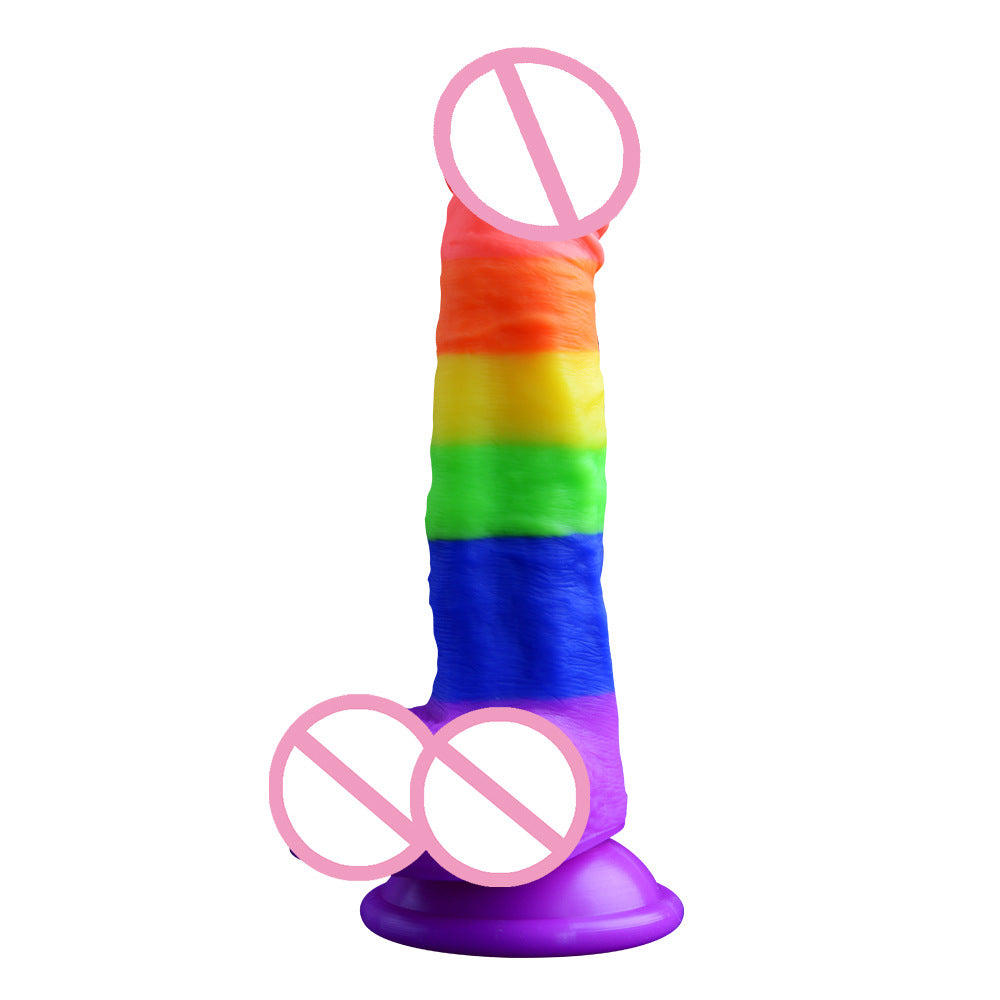 Rainbow Transparent Penis Silicone Realistic Dildo-EROSREALM