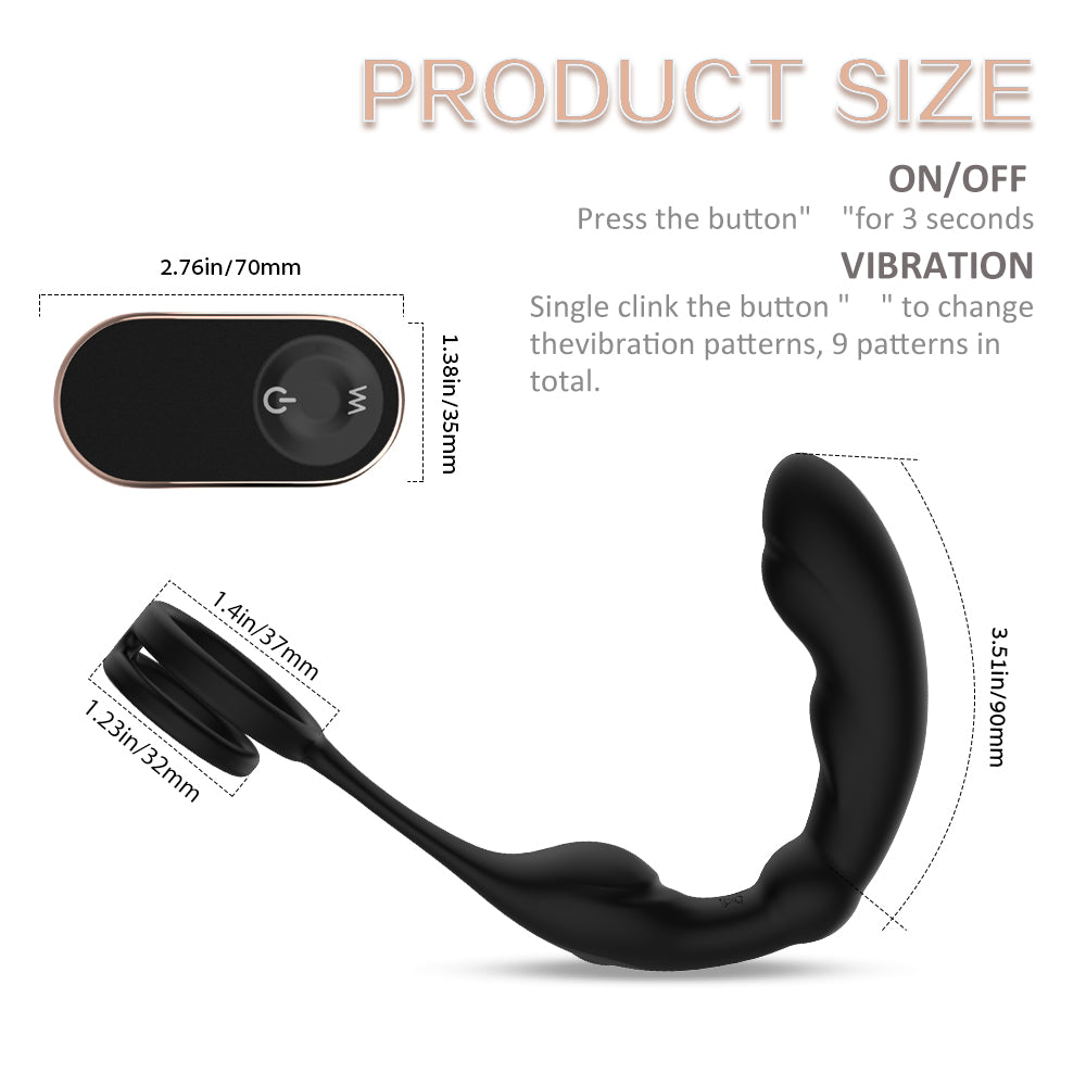 Anal Plug Vibrator Prostate Massager Masturbators With Double Ring-EROSREALM