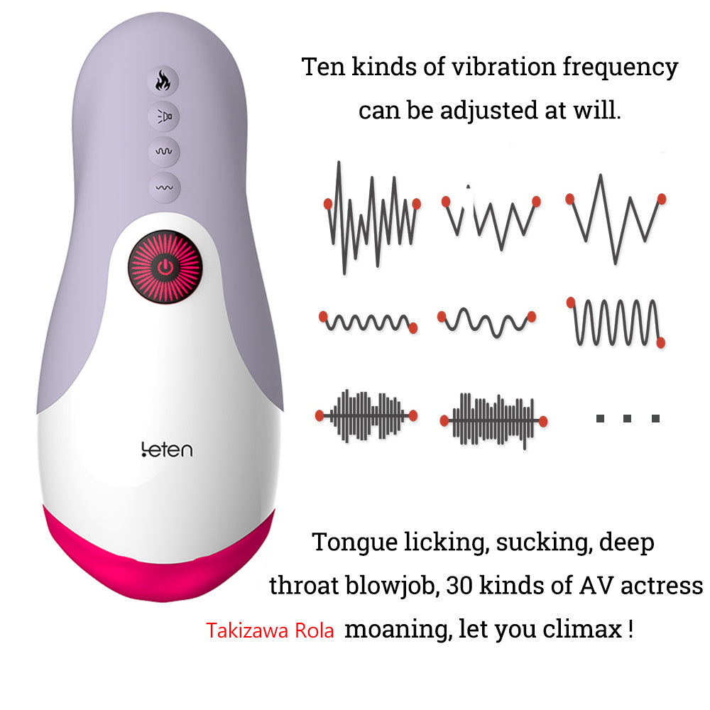 Male Masturbators Cup Powerful Vibrating Heating Voice Sucking Vibrator Oral Sex Toys-EROSREALM