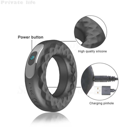 Silicone Penis Vibrating Ring Clit Delay Ejaculation Erection Cock Lock Rings Penis Long Lasting Vibrators-EROSREALM