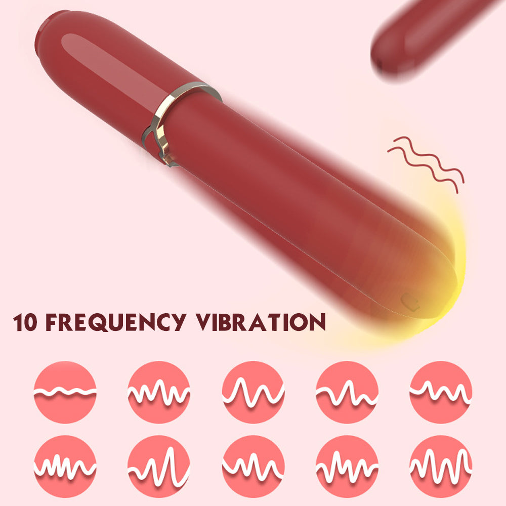 Portable Rechargeable Sleek Red Lipstick Vibrator-EROSREALM