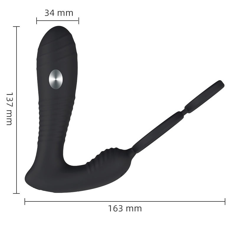 Wireless Remote Control Electric Shock Prostate Massager With Double Penis Ring-EROSREALM