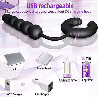 Vibrating Anal Beads Prostate Massager With Cock Ring Couple Sex Toy-EROSREALM