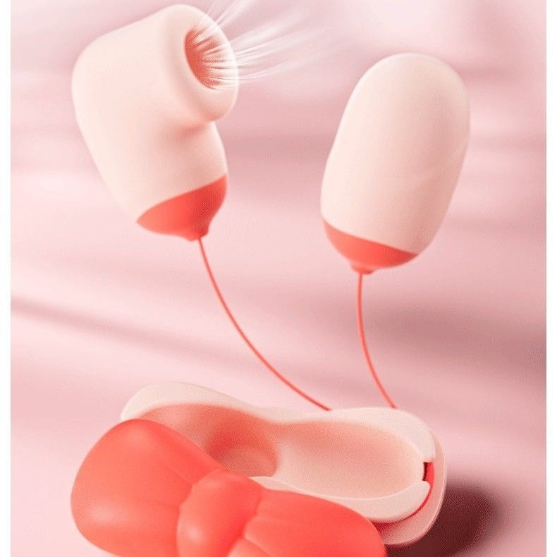 2-in-1 Sucking Bullet Vibrator With Bowknot Box-EROSREALM