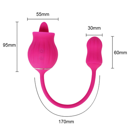 Tongue-licking Rose Toy With Vibrating Egg-EROSREALM