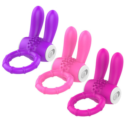 Male Rabbit Vibrating Penis Ring Tongue Licking Vibration Penis Ring-EROSREALM