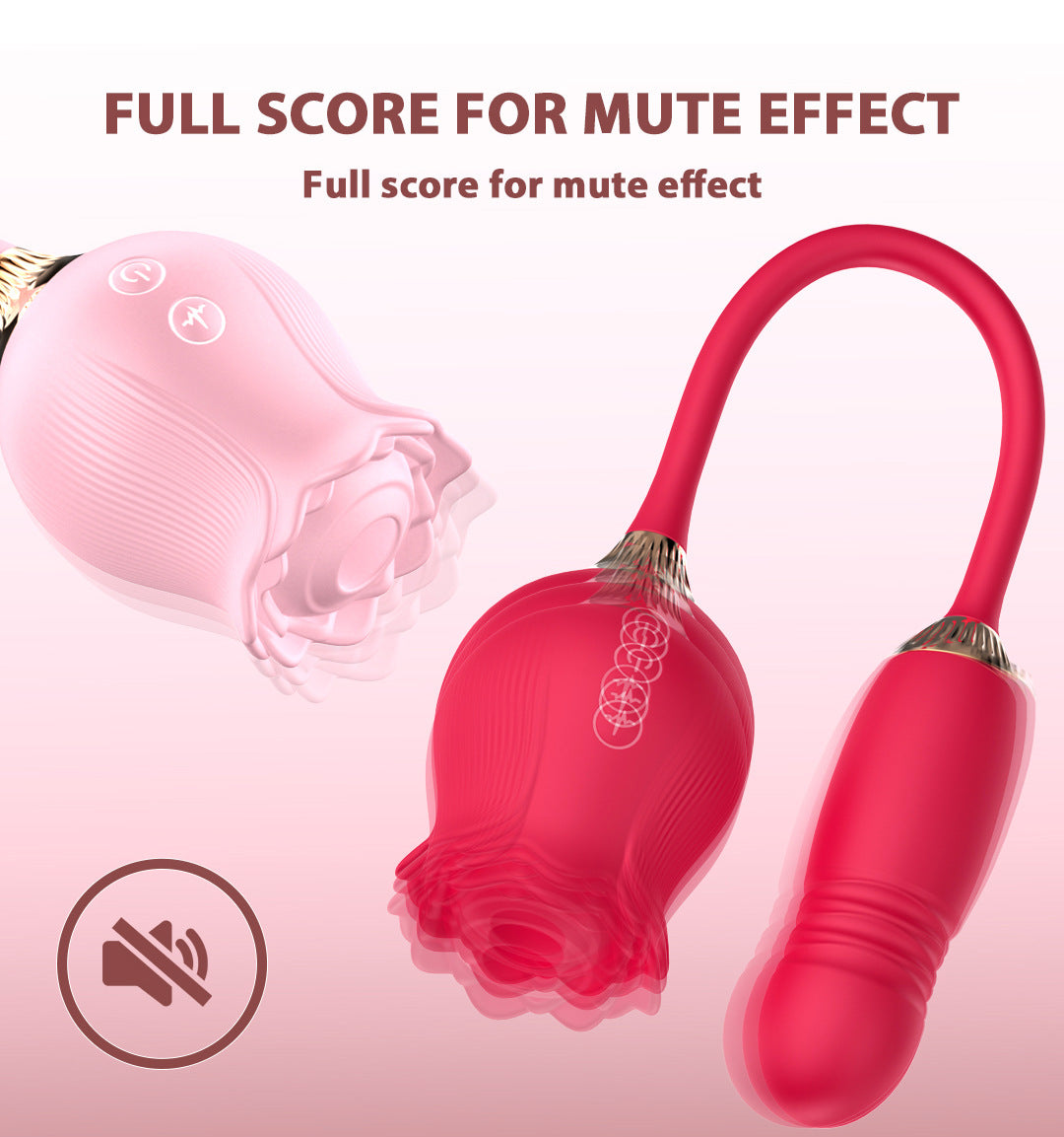 Double Headed Rose Clit Sucker Telescopic Vibrator-EROSREALM