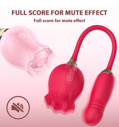 Double Headed Rose Clit Sucker Telescopic Vibrator-EROSREALM