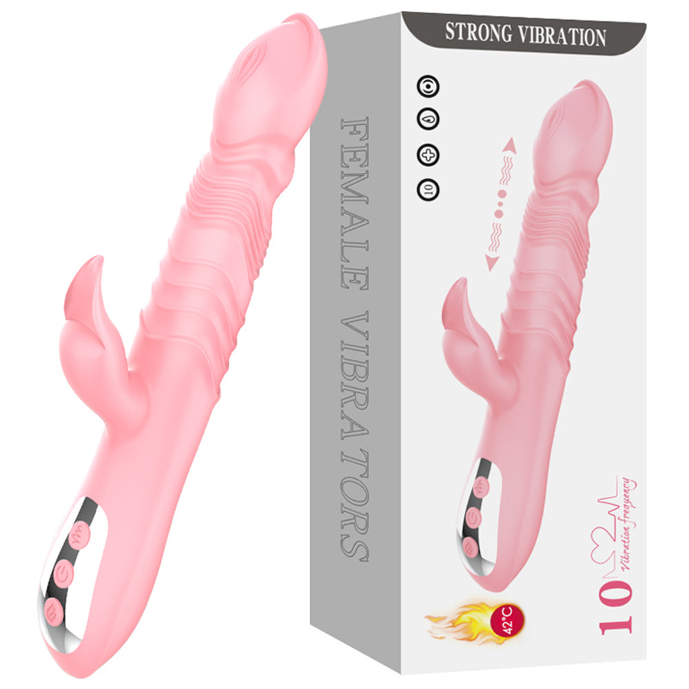 Heating Telescopic Rotating Vibrator Clitoris Stimulator-EROSREALM