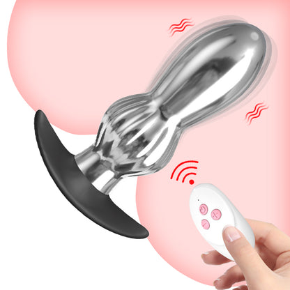 10 Modes Vibration Metal Anal Beads Butt Plug Prostate Massager Remote Control Vibrator-EROSREALM