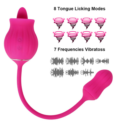 Tongue-licking Rose Toy With Vibrating Egg-EROSREALM