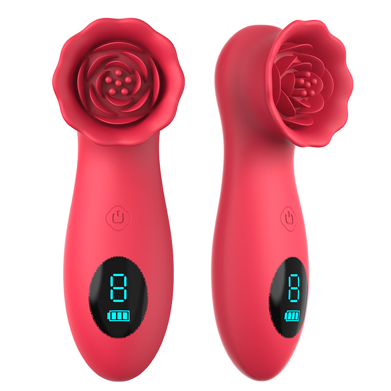 Lcd Display 9 Tapping Modes Rose Clit Vibrator-EROSREALM