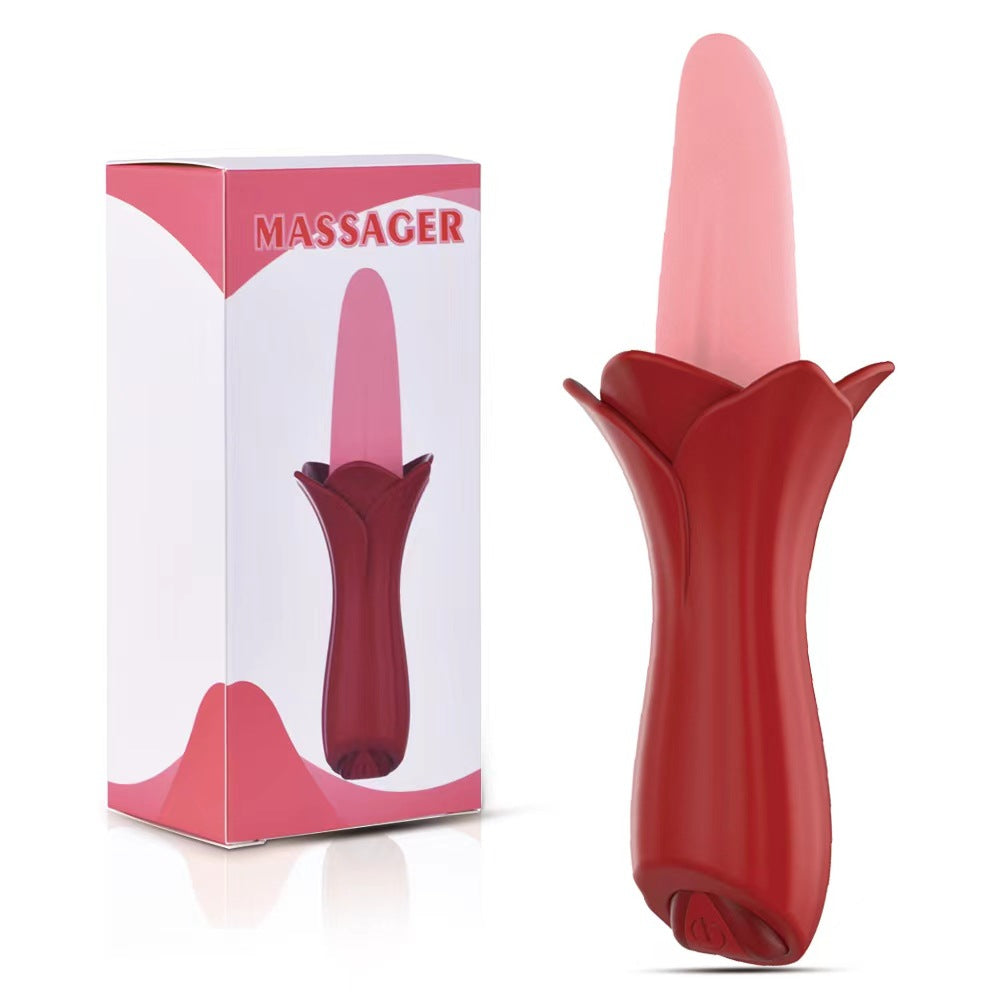 Rose Tongue Vibrating Stick Vaginal Licking Vibrator Clitoris Stimulator-EROSREALM