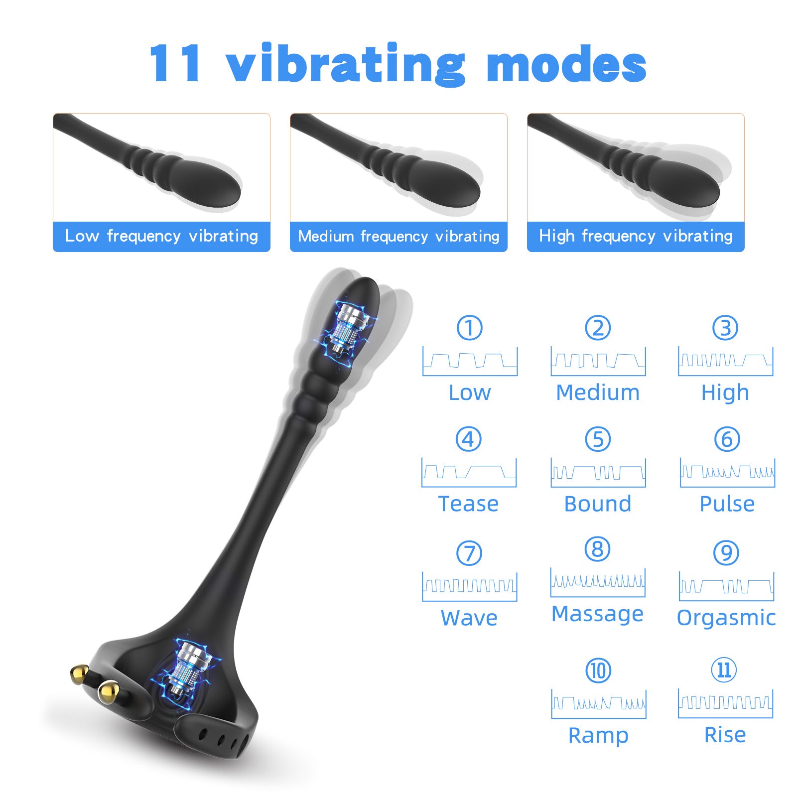 Wireless Remote Control Vibrating Penis Ring With Prostate Massager-EROSREALM