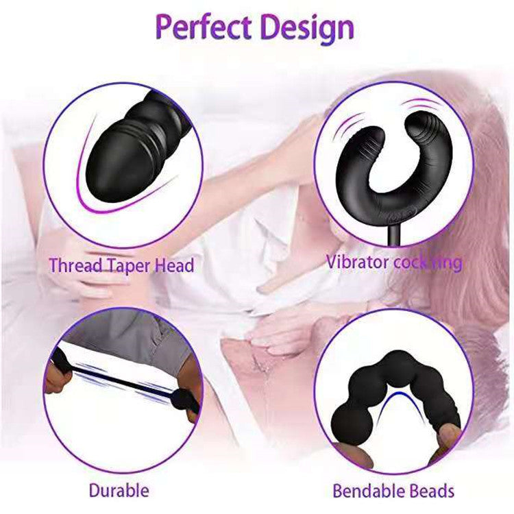 Vibrating Anal Beads Prostate Massager With Cock Ring Couple Sex Toy-EROSREALM