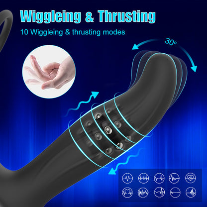 3-in-1 Wiggling Thrusting & Vibrating Prostate Massager-EROSREALM