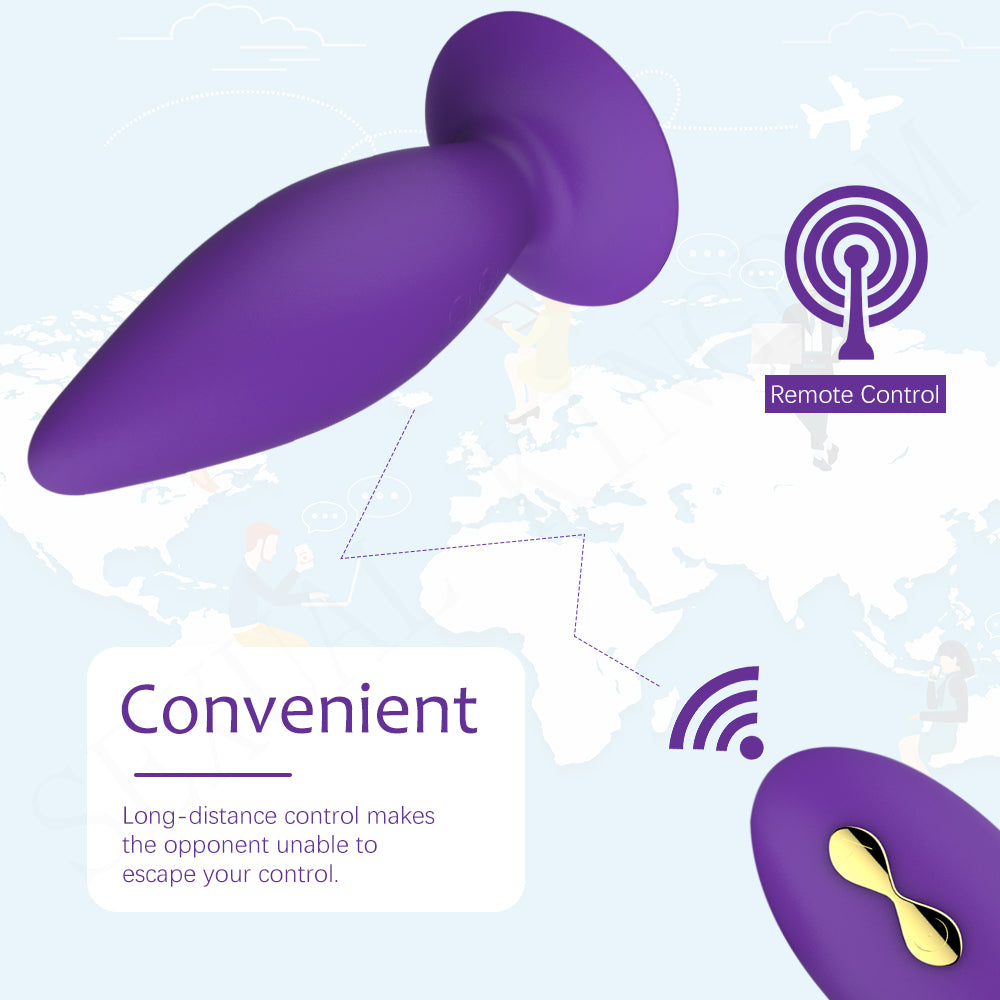 Remote Control Anal Vibrator Silicone Butt Plug-EROSREALM