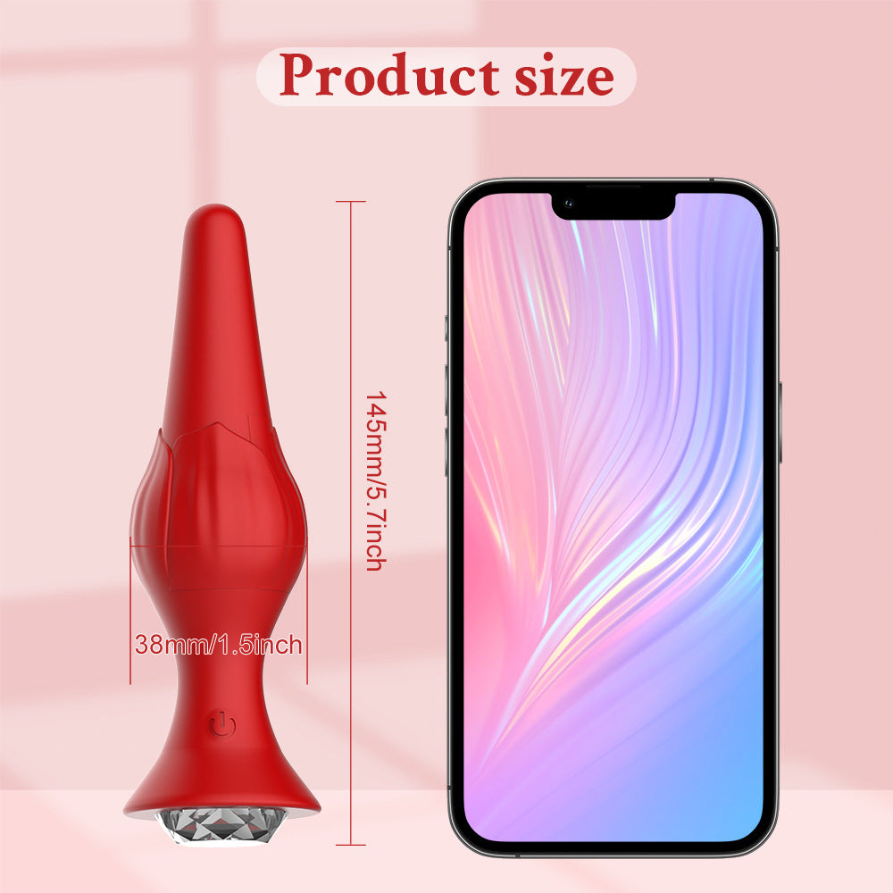 App & Wireless Remote Control 9 Frequency Rose Anal Plug-EROSREALM