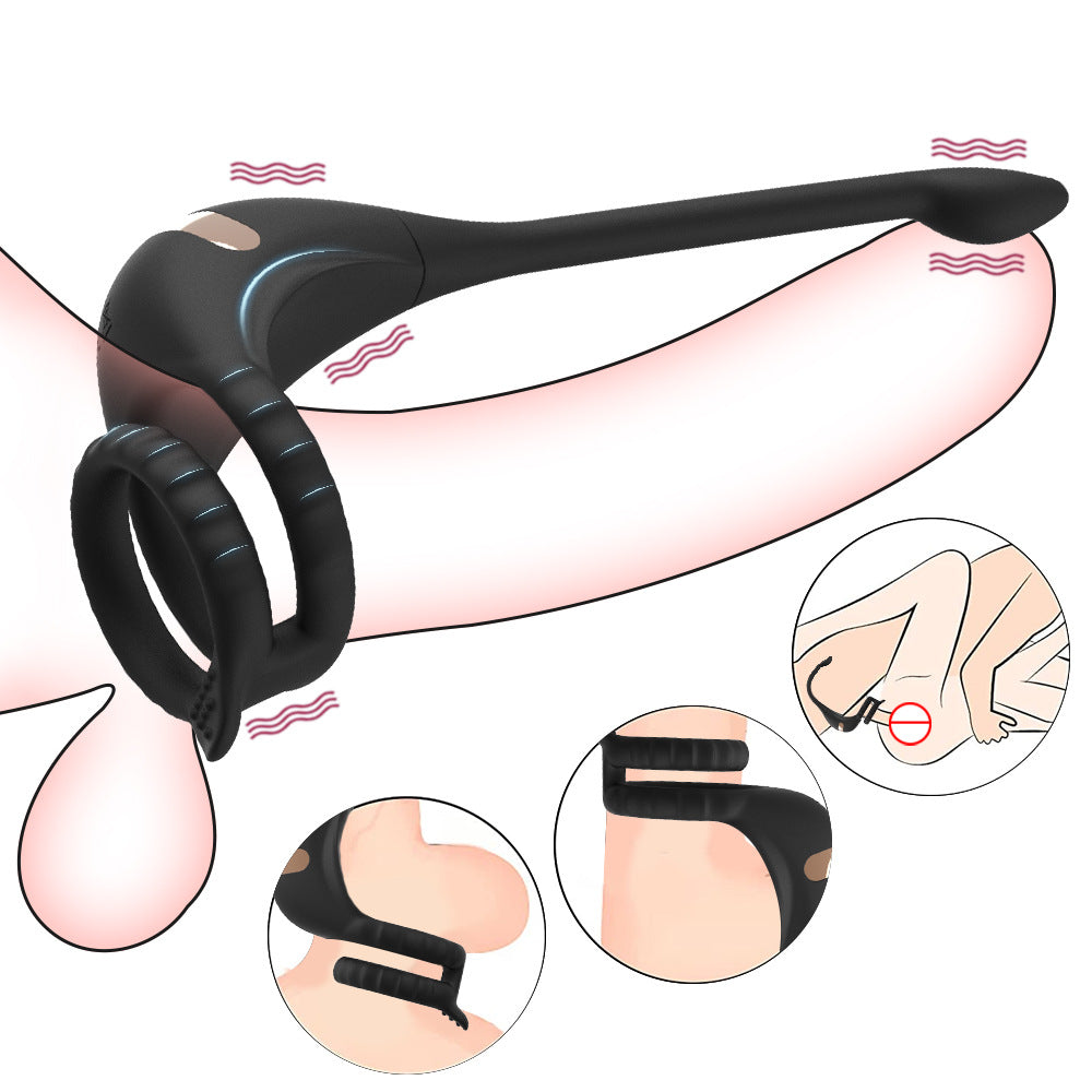 Dragon Knight - App/Remote Control Double Penis Ring Scrotal Sleeve With Anal Plug-EROSREALM