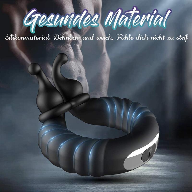 Vibrating Dual Penis Ring. Stretchy Cock Ring Longer Harder USB Rechargable Adjustable Size-EROSREALM